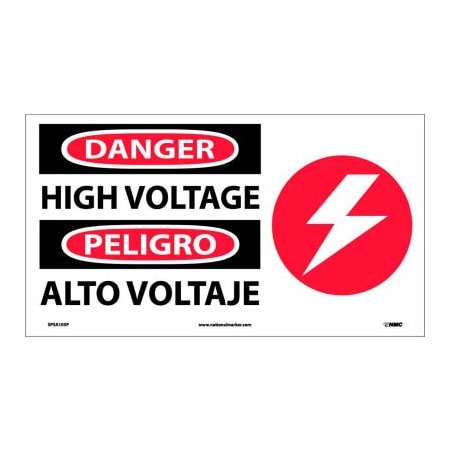 National Marker Co Bilingual Vinyl Sign - Danger High Voltage SPSA105P